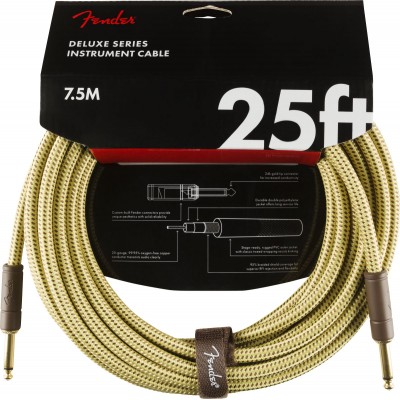 DELUXE  INSTRUMENT CABLE, STRAIGHT/STRAIGHT, 25', TWEED