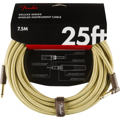FENDER DELUXE INSTRUMENT CABLE STRAIGHT/ANGLE 25