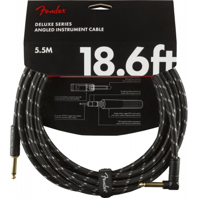 DELUXE INSTRUMENT CABLE, STRAIGHT/ANGLE, 18.6', BLACK TWEED