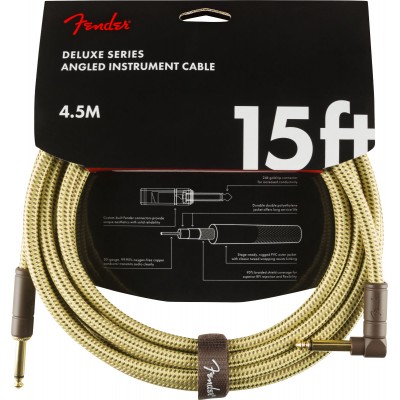 DELUXE INSTRUMENT CABLE, STRAIGHT/ANGLE, 15', TWEED