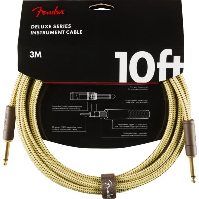 DELUXE INSTRUMENT CABLE, STRAIGHT/STRAIGHT, 10', TWEED