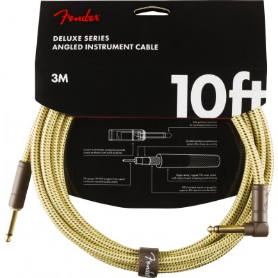 FENDER DELUXE INSTRUMENT CABLE, STRAIGHT/ANGLE, 10