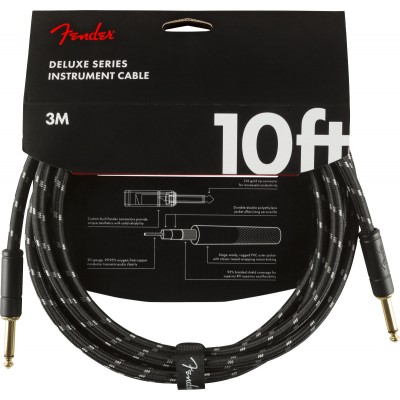 Fender Deluxe Series Instrument Cable Straight/straight 10\' Black Tweed
