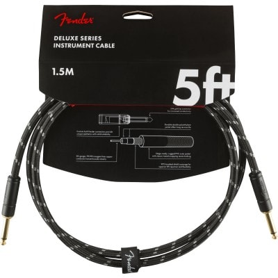 Fender Deluxe Series Instruments Cable Straight/straight 5\' Black Tweed