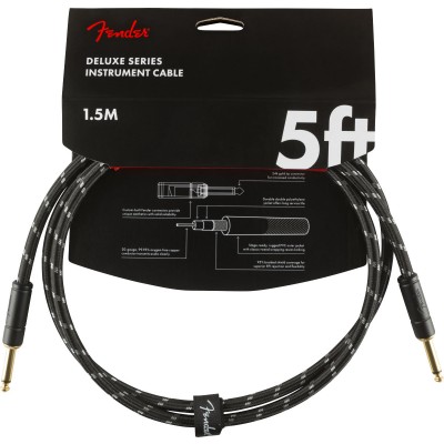 FENDER 1,5M DELUXE SERIES INSTRUMENTS CABLE STRAIGHT/STRAIGHT 5' BLACK TWEED