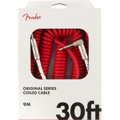 Fender Original Series Coil Cable Straight-angle 30\' Fiesta Red