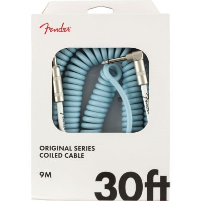 Fender Original Series Coil Cable Straight-angle 30\' Daphne Blue