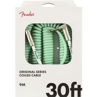 ORIGINAL COIL CABLE, STRAIGHT-ANGLE, 30', SURF GREEN