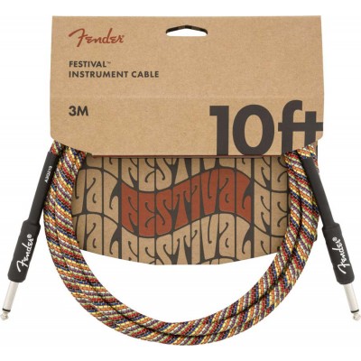 10' Festival Instrument Cable, Pure Hemp, Rainbow