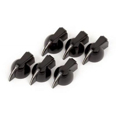 FENDER PURE VINTAGE BLACK "CHICKEN HEAD" AMPLIFIER KNOBS, (6)