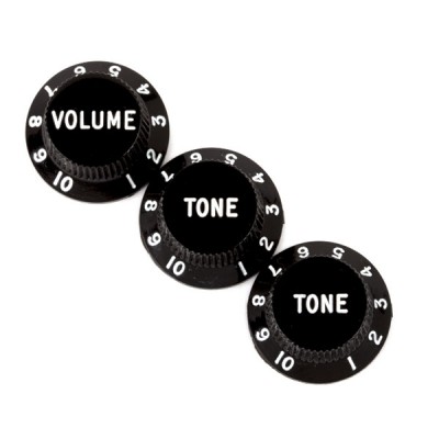 FENDER Stratocaster Knobs, Black (Volume, Tone, Tone) (3)