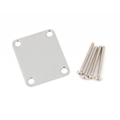 FENDER 4-BOLT VINTAGE-STYLE NECK PLATE "PLAIN" (NO SERIAL NUMBER OR LOGO) (CHROME)