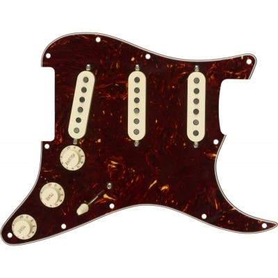 FENDER PRE-WIRED STRAT PICKGUARD, TEX-MEX SSS, TORTOISE SHELL 11 HOLE PG