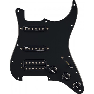 FENDER Pre-Wired Strat Pickguard Quadra Tap/Ultra Noiseless HSS Black 11 Hole PG