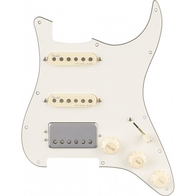 Pre-Wired Strat Pickguard Quadra Tap/Ultra Noiseless HSS Parchment 11 Hole PG
