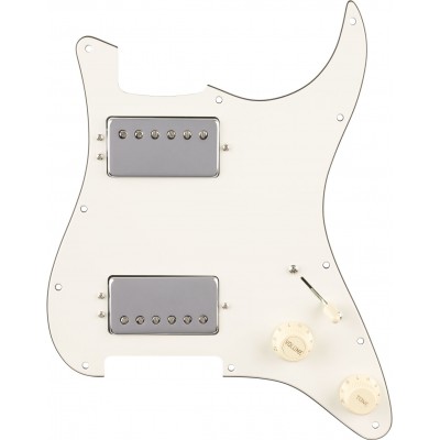 Pre-Wired Strat Pickguard Quadra Tap HH Parchment 11 Hole PG