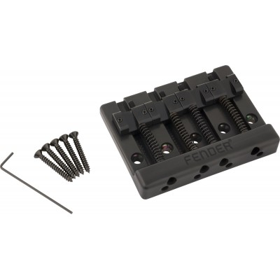 Fender HiMass 4-String Bass Bridge Assembly With Brass Saddles Black