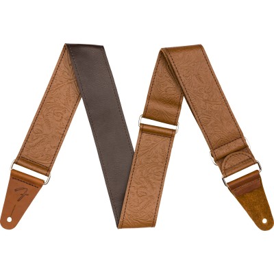 Tooled Leather Guitar Strap, 2, Brown