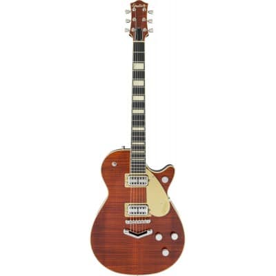 GRETSCH GUITARS G6228FM PLAYERS EDITION JET BT WITH V-STOPTAIL AND FLAME MAPLE EBO, BOURBON STAIN