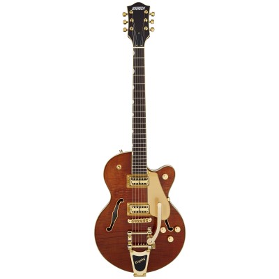 Electromatic Ltd Flame Okoume Broadkaster Jr. Single -Cut With Bigsby Rw Roundup Orange