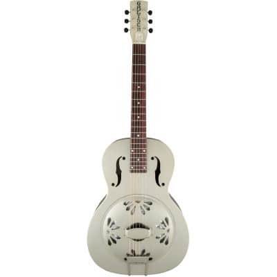 GRETSCH GUITARS G9201 HONEY DIPPER ROUND-NECK, BRASS BODY BISCUIT CONE RESONATOR GUITAR, SHED ROOF FINISH