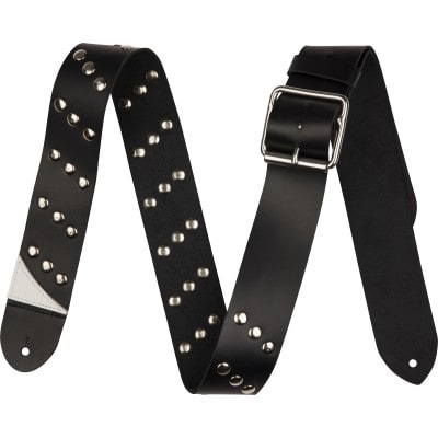 SANGLE DIAGONAL STUD CUIR NOIR 2.5