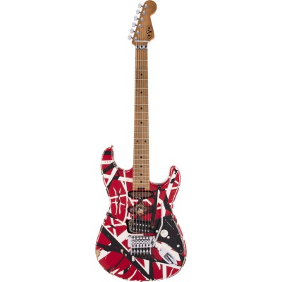 EVH Frankie Frankenstein Striped Mn Red With Black Stripes Relic
