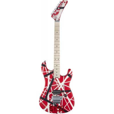 EVH STRIPED 5150 MN, RED WITH BLACK AND WHITE STRIPES