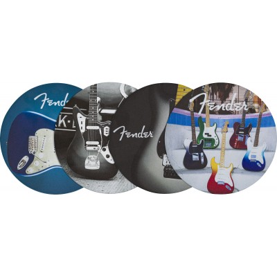 FENDER? GUITARS COASTERS 4-PACK MULTI-COLOR LEATHER
