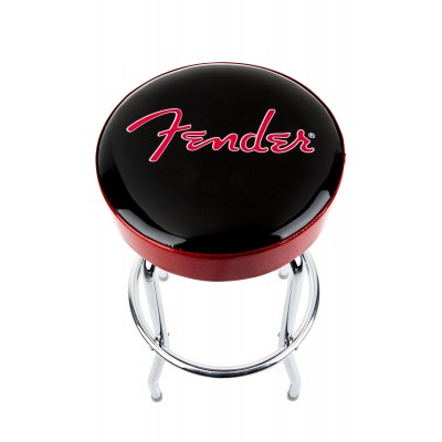 FENDER Red Sparkle Logo Barstool Black Red Sparkle-Chrome 30"