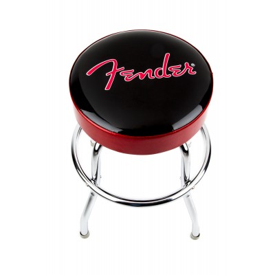 Red Sparkle Logo Barstool Black Red Sparkle-Chrome 24