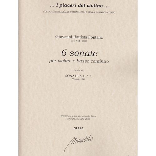 MUSEDITA FONTANA G.B. - SONATE A 1, 2, 3 - VIOLON ET BC