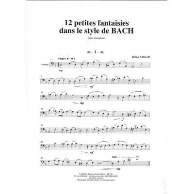  Naulais Jerome - 12 Petites Fantaisies Dans Le Style De Bach - Trombone