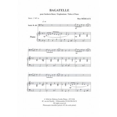 FERTILE PLAINE MEREAUX MAX - BAGATELLE - TUBA and PIANO