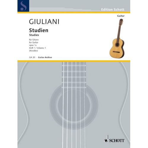 SCHOTT GIULIANI MAURO - STUDIES FOR GUITAR OP. 1A HEFT 1 - GUITAR
