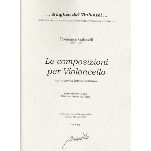 MUSEDITA GABRIELLI DOMENICO - LE COMPOSIZIONI PER VIOLONCELLO