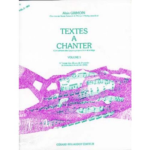 GRIMOIN ALAIN - TEXTES A CHANTER VOL.3