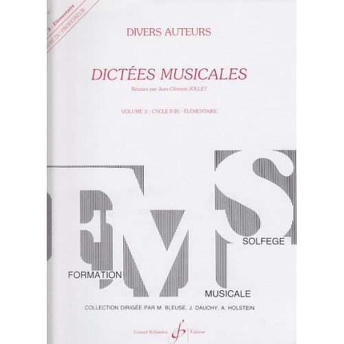 BILLAUDOT JOLLET JEAN-CLEMENT - DICTEES MUSICALES VOL.3 - LIVRE DU PROFESSEUR