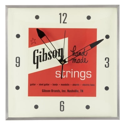 HOME OFFICE AND STUDIO GIBSON VINTAGE LIGHTED WALL CLOCK - HANDMADE STRINGS SIGN