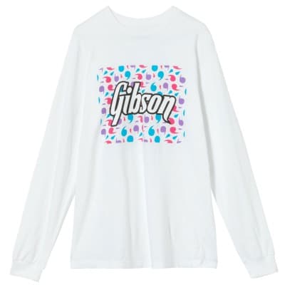 GIBSON ACCESSORIES FLORAL BLOCK LOGO LONG SLEEVE TEE WHITE TAILLE M 