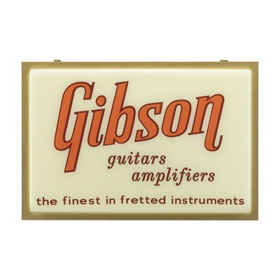 HOME OFFICE AND STUDIO GIBSON VINTAGE LIGHTED SIGN - GUITARS & AMPLIFIERS SIGN