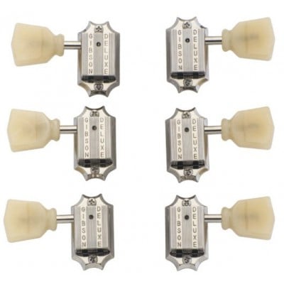 GIBSON ACCESSORIES REPLACEMENT PART VINTAGE NICKEL MACHINE HEADS, YELLOW BUTTONS