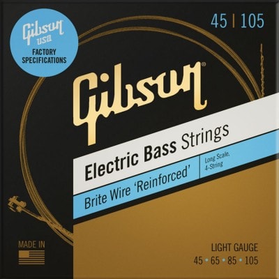 GIBSON GEAR LONG SCALE BRITE WIRE ELECTRIC BASS STRINGS 4-STRING ROUNDWOUND LIGHT