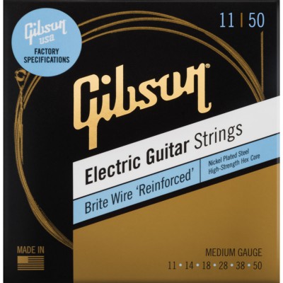 GIBSON GEAR BRITE WIRE \'REINFORCED\' ELECTRIC GUITAR STRINGS MEDIUM