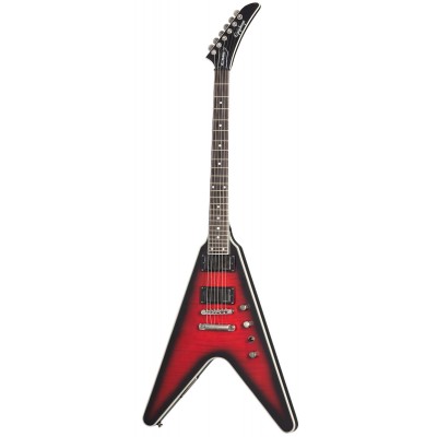 Flying V Artist Dave Mustaine Prophecy + Case Aged Dark Red Burst Ibg