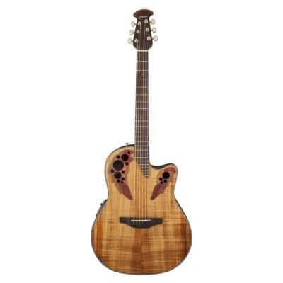 OVATION E-ACOUSTIC GUITAR CELEBRITY ELITE PLUS MID CUTAWAY FIGURED KOA