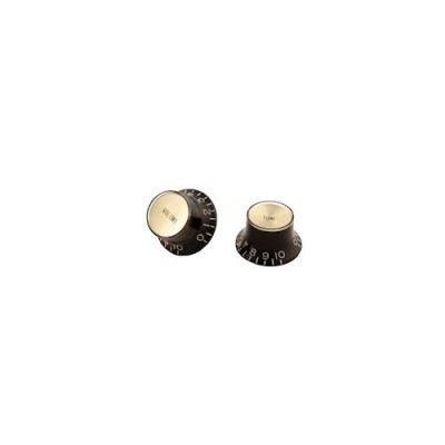 PARTS TOP HAT KNOBS W/ GOLD METAL INSERT BLACK 4 PACK