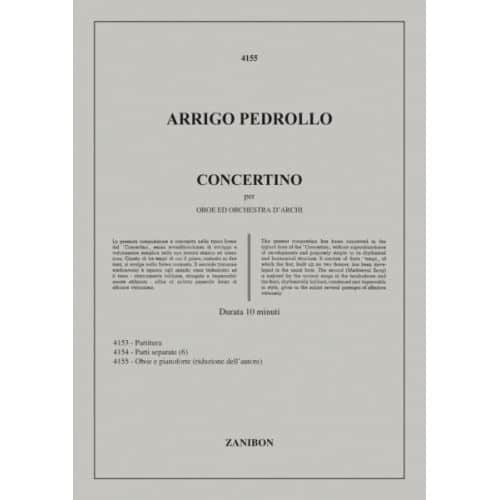 RICORDI PEDROLLO A. - CONCERTINO PER OBOE E ORCHESTRA D