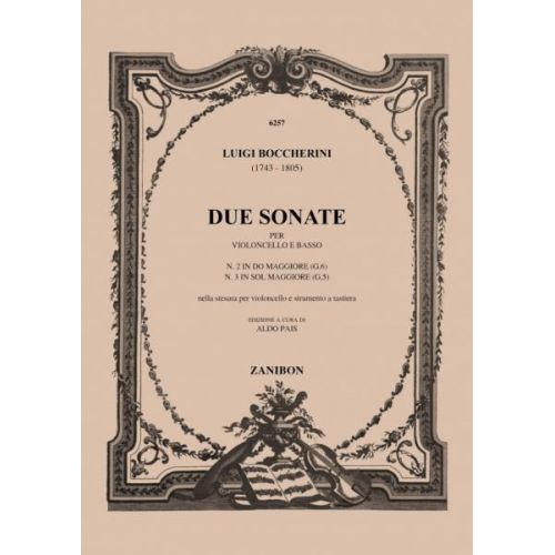 RICORDI BOCCHERINI L. - 2 SONATE - VIOLONCELLO E BASSO