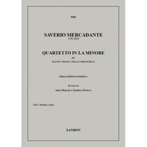 MERCADANTE S. - QUARTETTO IN LA MINORE - FLUTE, VIOLON, ALTO ET VIOLONCELLE